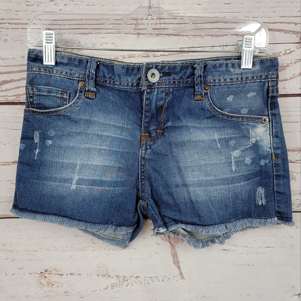 NWOT Armani Exchange distressed frayed hem cut off low rise denim shorts